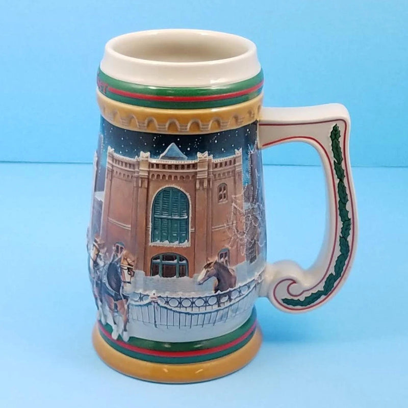 Load image into Gallery viewer, 1997 Budweiser Christmas Stein Home For The Holidays Mug COA Ceramarte CS313
