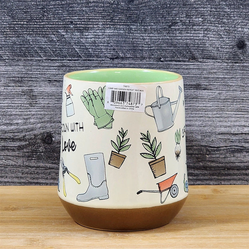 Load image into Gallery viewer, Garden Lover Coffee Mug Watering Can Gloves Plant Tea Cup Ceramic Blue Sky 18oz
