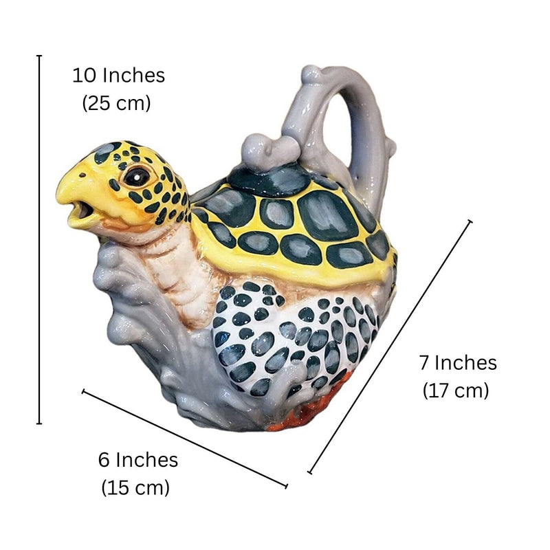 Load image into Gallery viewer, Sea Turtle Teapot by Blue Sky and Heather Goldminc Ceramics Animal Tea Pot
