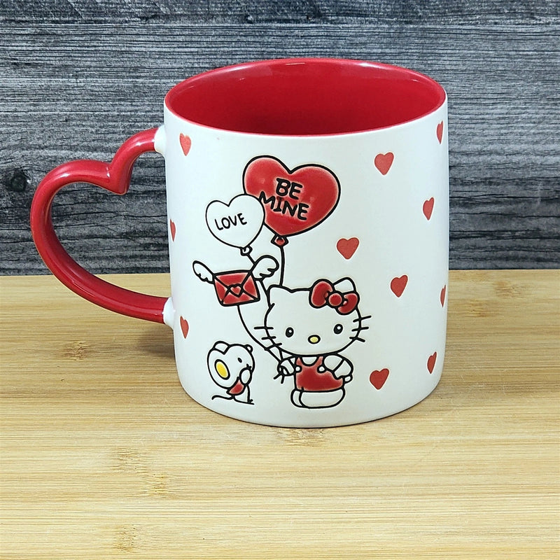 Load image into Gallery viewer, Hello Kitty and Friends Love Coffee Mug Embossed Blue Sky Ceramic Red Heart Cup
