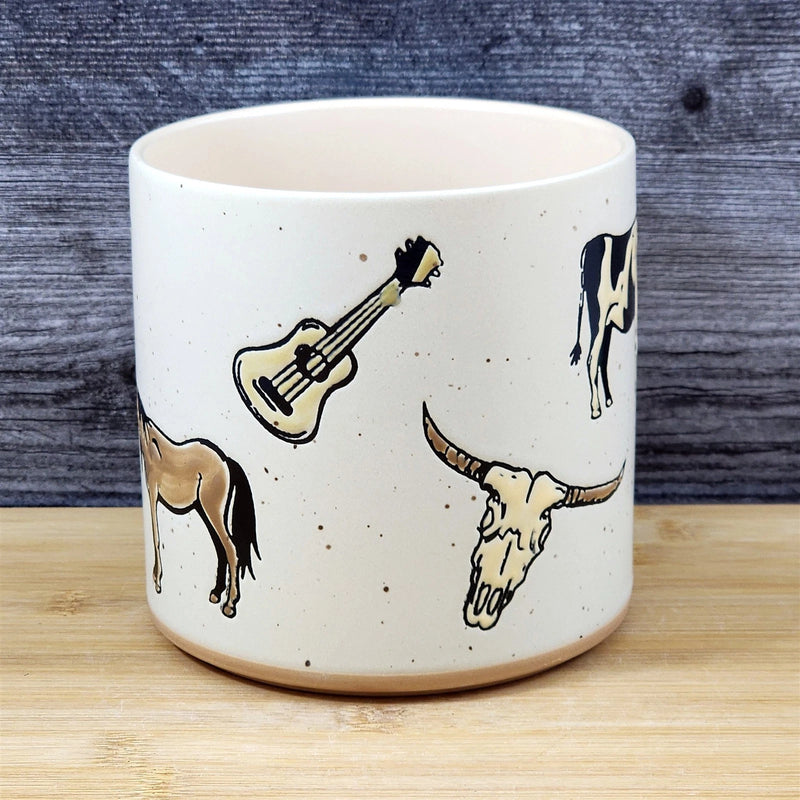 Load image into Gallery viewer, Farm Western Rustic Planter Ceramic Utensil Holder Herb Succulent Blue Sky 5in
