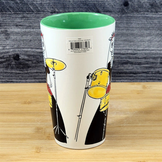 Coffee Mug Day of the Dead Skeleton Woman Drummer Cup Ceramic Blue Sky 17oz