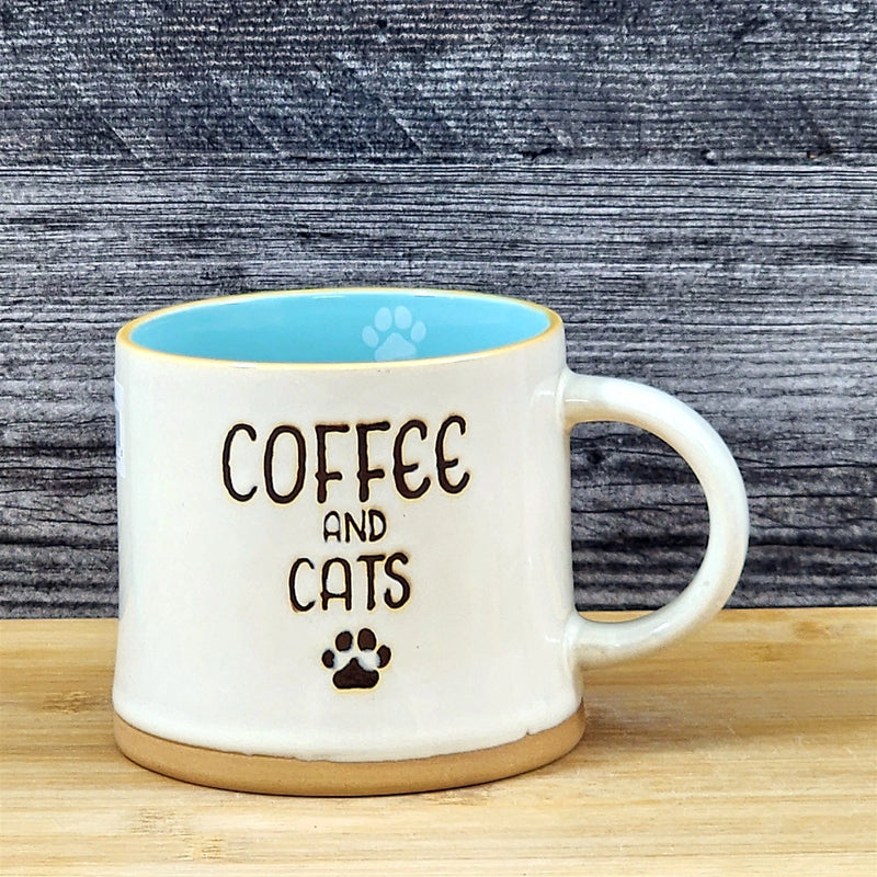 Load image into Gallery viewer, Cats and Coffee Mug Tea Cup Ceramic Embossed by Blue Sky 16oz
