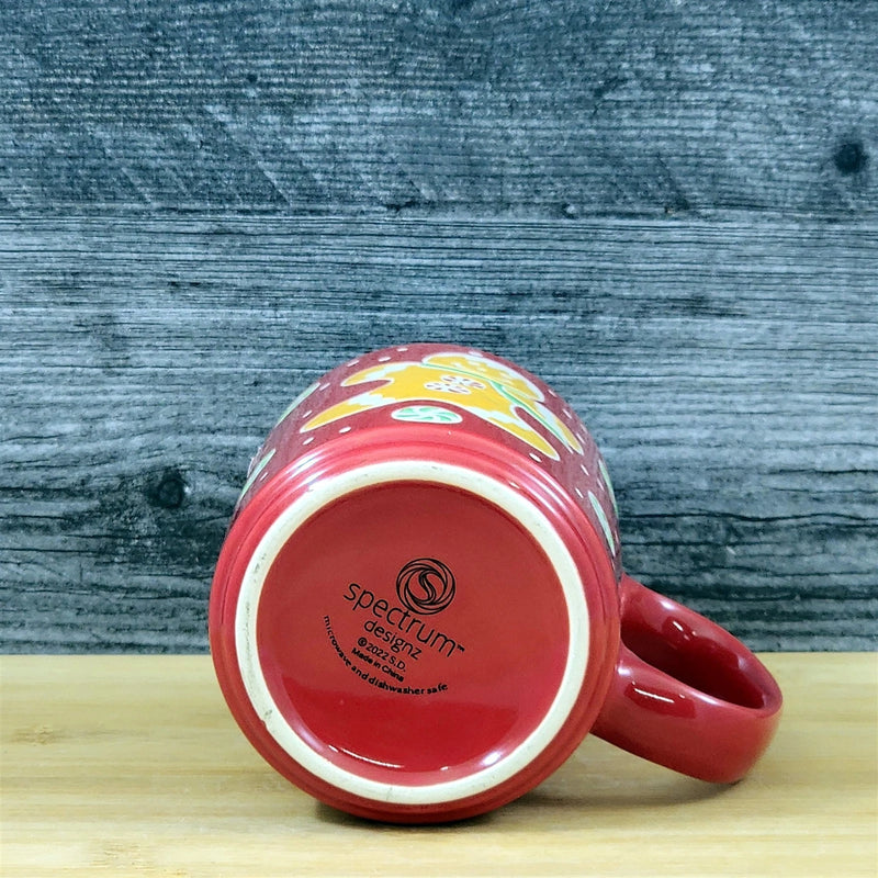 Load image into Gallery viewer, Gingerbread Christmas Coffee Mug Ceramic Holiday Cup Red Green 18oz Blue Sky
