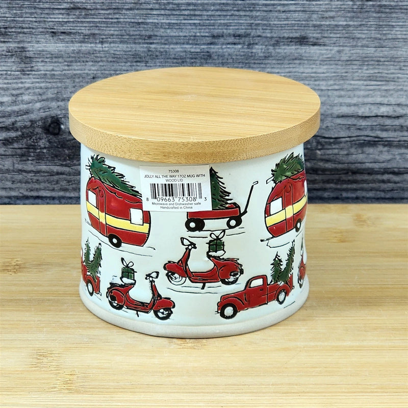 Load image into Gallery viewer, Holiday Coffee Mug with Lid Embossed Christmas Cup Ceramic Red by Blue Sky 17oz
