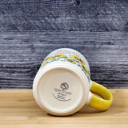 Religious Coffee Mug Thessalonians 5:18 & Sunflower Embossed 18 oz Cup Blue Sky