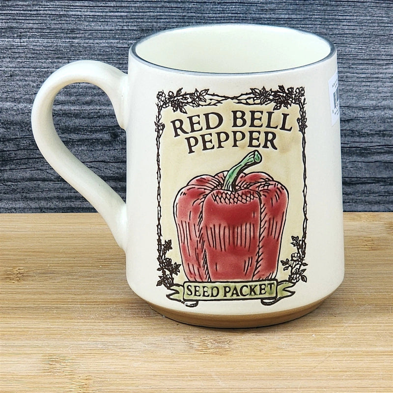 Load image into Gallery viewer, Red Bell Pepper Coffee Mug Ceramic Tea Cup Embossed Garden Blue Sky 17oz
