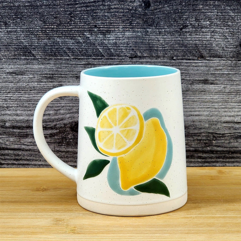 Load image into Gallery viewer, Lemon Coffee Mug Ceramic Fruit Tea Cup Yellow White Kitchen Decor by Blue Sky
