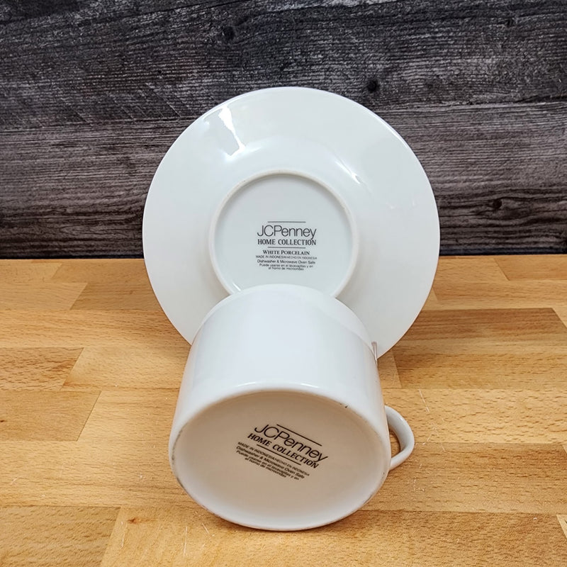 Load image into Gallery viewer, JC Penney Home Collection Set of 4 Coffee Mugs White Tea Cups
