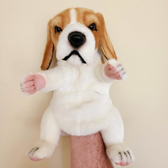 Beagle Dog Hand Puppet by Hansa True to Life Looking Plush Animal Learning Toy