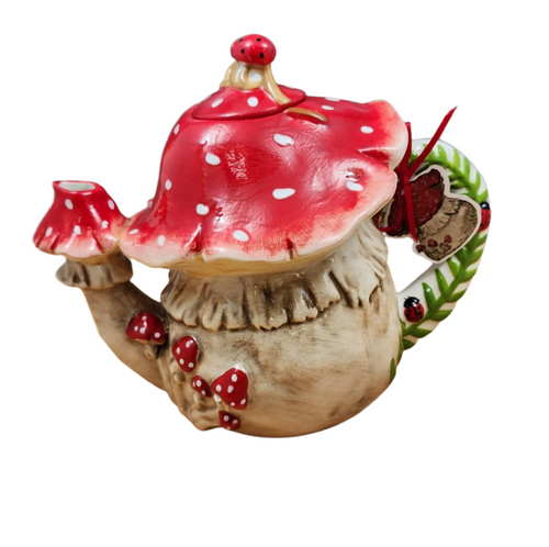 Mushroom Teapot Ceramics Tea Pot by Blue Sky Heather Goldminc Floral Decor