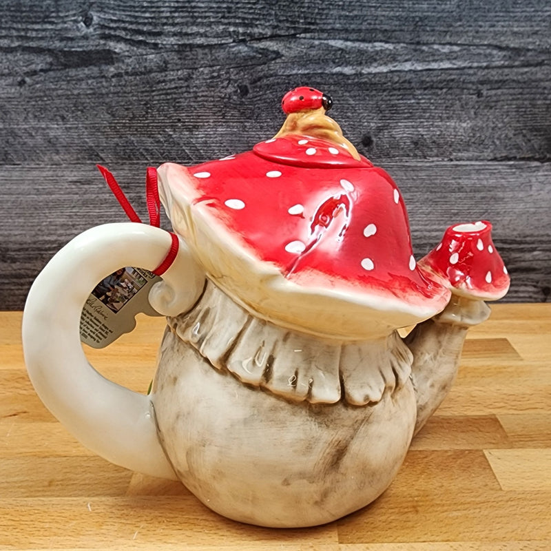 Load image into Gallery viewer, Mushroom Teapot Ceramics Tea Pot by Blue Sky Heather Goldminc Floral Decor
