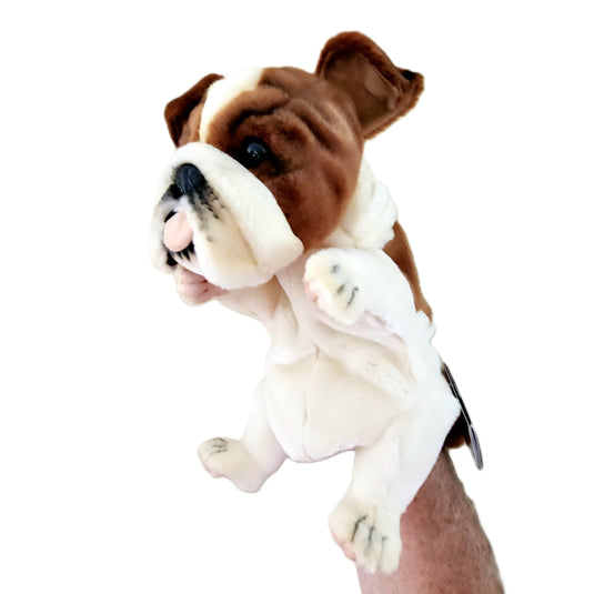 British Bulldog Puppet True to Life Look Soft Plush Animal Learning Toys