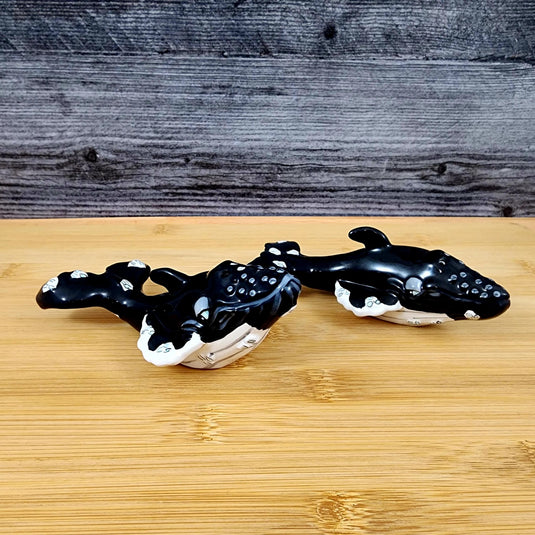 Binda Humpback Whale Salt Pepper Set Ceramic Collectible Black by Blue Sky