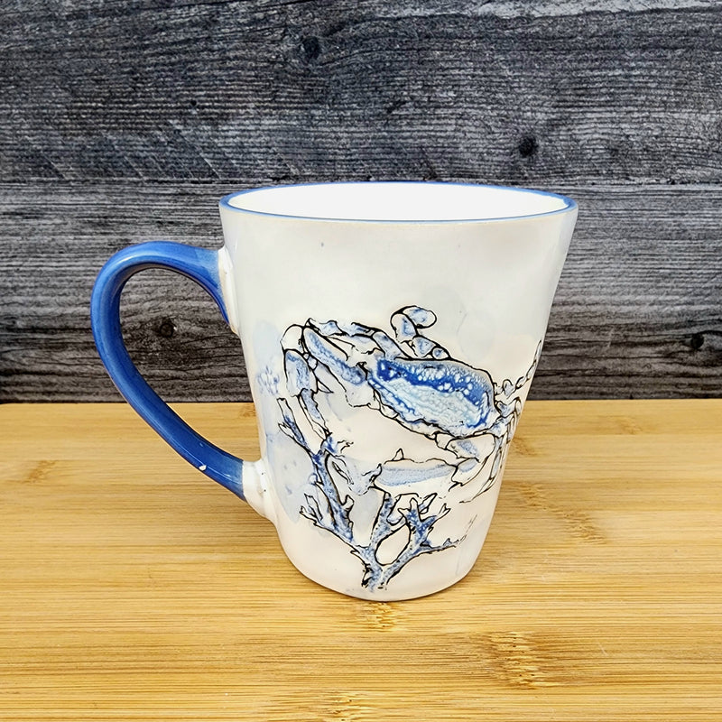 Load image into Gallery viewer, Chesapeake Bay Crab Coffee Mug 16oz (473ml) Embossed Ceramic Tea Cup Blue Sky
