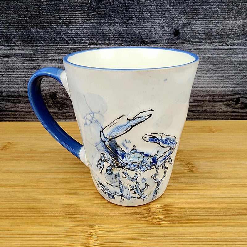 Load image into Gallery viewer, Crab Chesapeake Bay Coffee Mug Ceramic 16oz (473ml) Embossed Tea Cup Blue Sky
