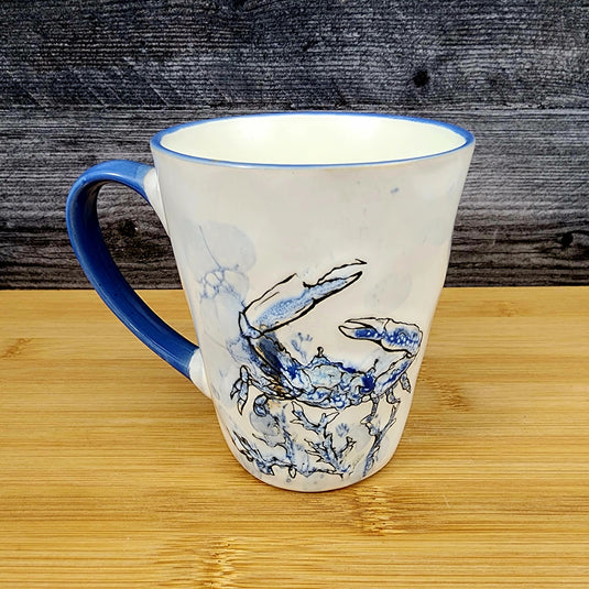 Crab Chesapeake Bay Coffee Mug Ceramic 16oz (473ml) Embossed Tea Cup Blue Sky