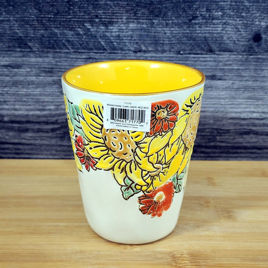 Brandywine Sunflower Floral Coffee Mug Embossed Tea Cup by Blue Sky Ceramic