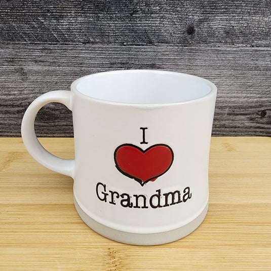Coffee Mug I Heart Grandma Embossed Tea Cup Ceramic 17 oz White by Blue Sky