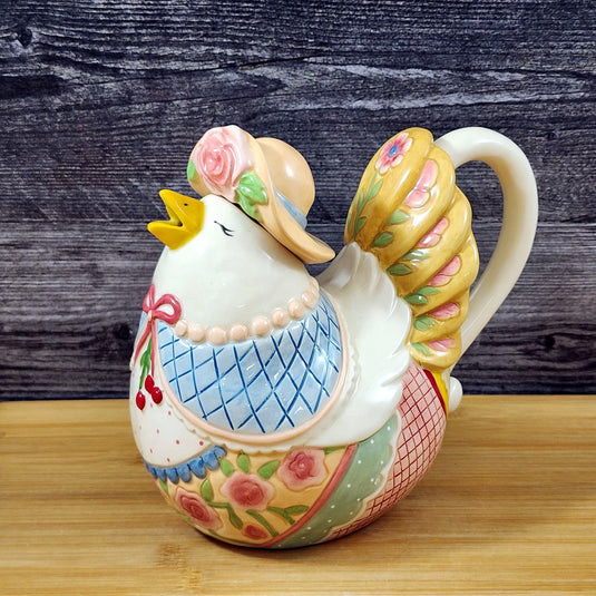 Chicken Teapot Whimsical Floral Ceramics Farm Animal Henny by Blue Sky Goldminc