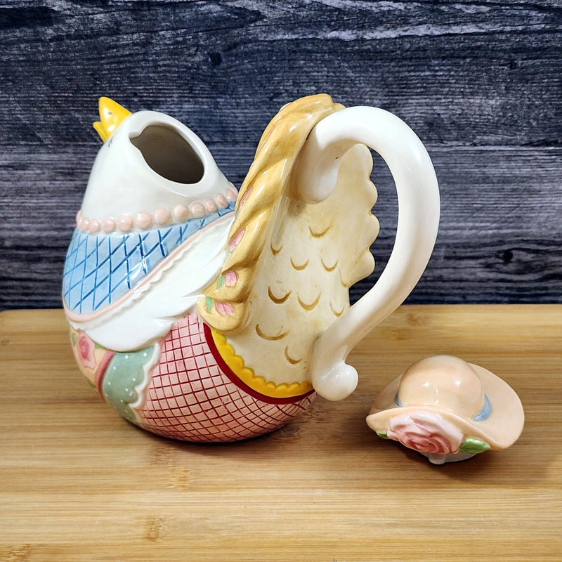 Load image into Gallery viewer, Chicken Teapot Whimsical Floral Ceramics Farm Animal Henny by Blue Sky Goldminc
