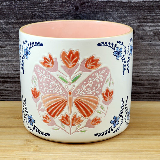 Butterfly Planter Utensil Organizer Flower Succulent Plant Ceramic Blue Sky 6.5in