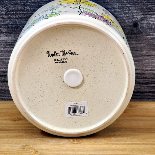 Wildflower Butterfly Planter Utensil Holder Plant Ceramic Crock Blue Sky 6.5in