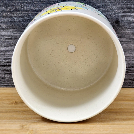 Wildflower Butterfly Planter Utensil Holder Plant Ceramic Crock Blue Sky 6.5in