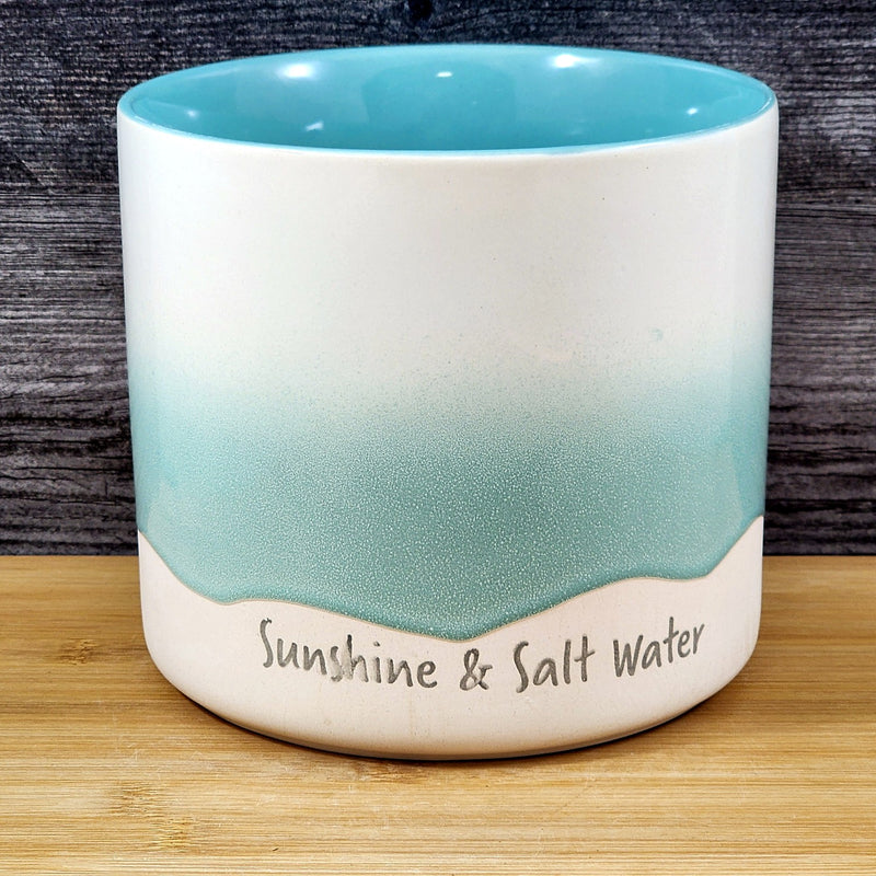 Load image into Gallery viewer, Ocean Beach Planter Ceramic Utensil Organizer Herb Succulent Pot Blue Sky 6.5in
