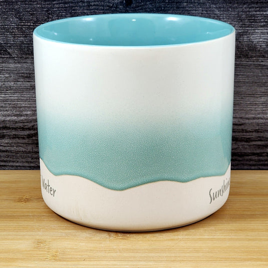 Ocean Beach Planter Ceramic Utensil Organizer Herb Succulent Pot Blue Sky 6.5in