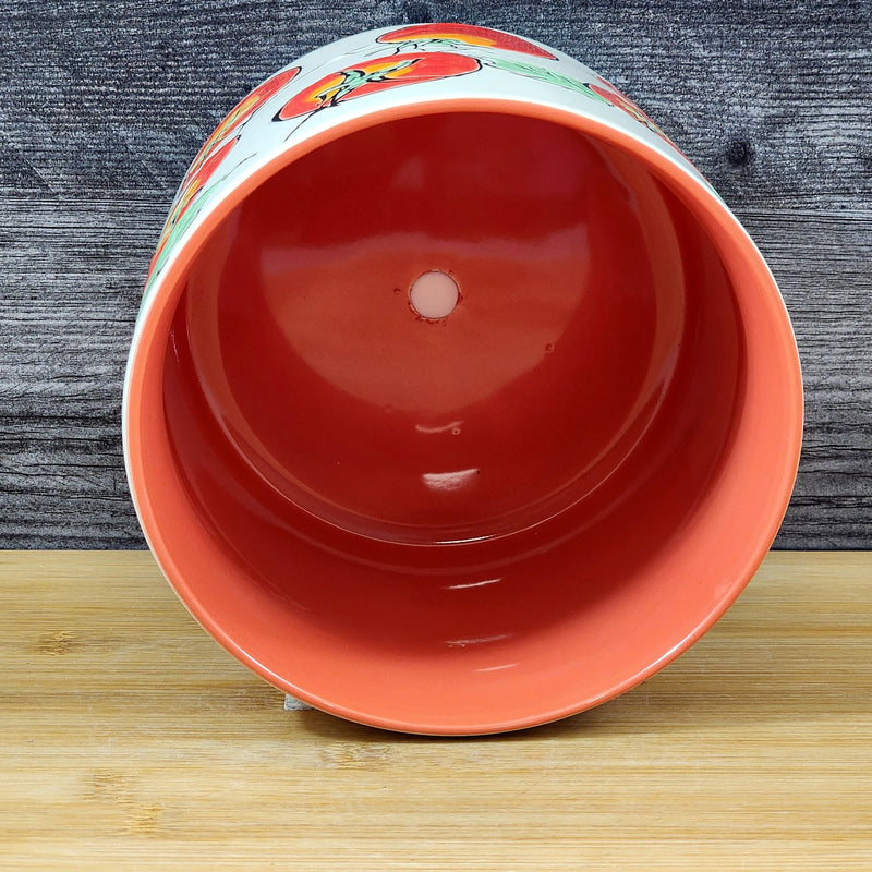 Load image into Gallery viewer, Garden Red Tomato Planter Utensil Organizer Pot Ceramic Crock Blue Sky 5in
