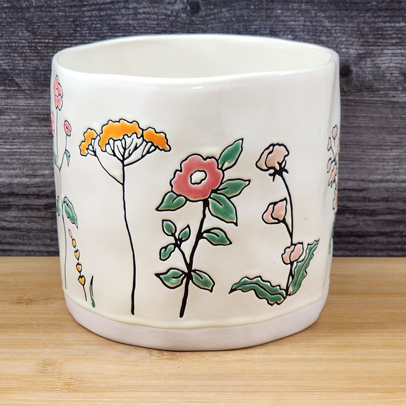 Load image into Gallery viewer, Wildflower Planter Utensil Organizer Succulent Pot Ceramic Crock Blue Sky 6.5in
