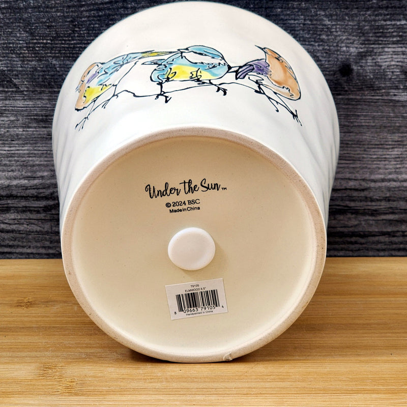 Load image into Gallery viewer, Elmwood Bird Style Ceramic Planter Songbirds Pot Herbs Succulents Blue Sky 7in
