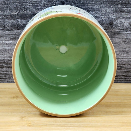 Garden Lover Planter Utensil Holder Green Succulent Plant Ceramic Blue Sky 5 In
