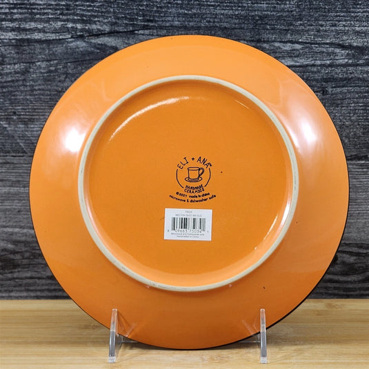 Halloween Happy Ghosts Round Ceramic Orange Salad Plate 8" Blue Sky ELI and ANA