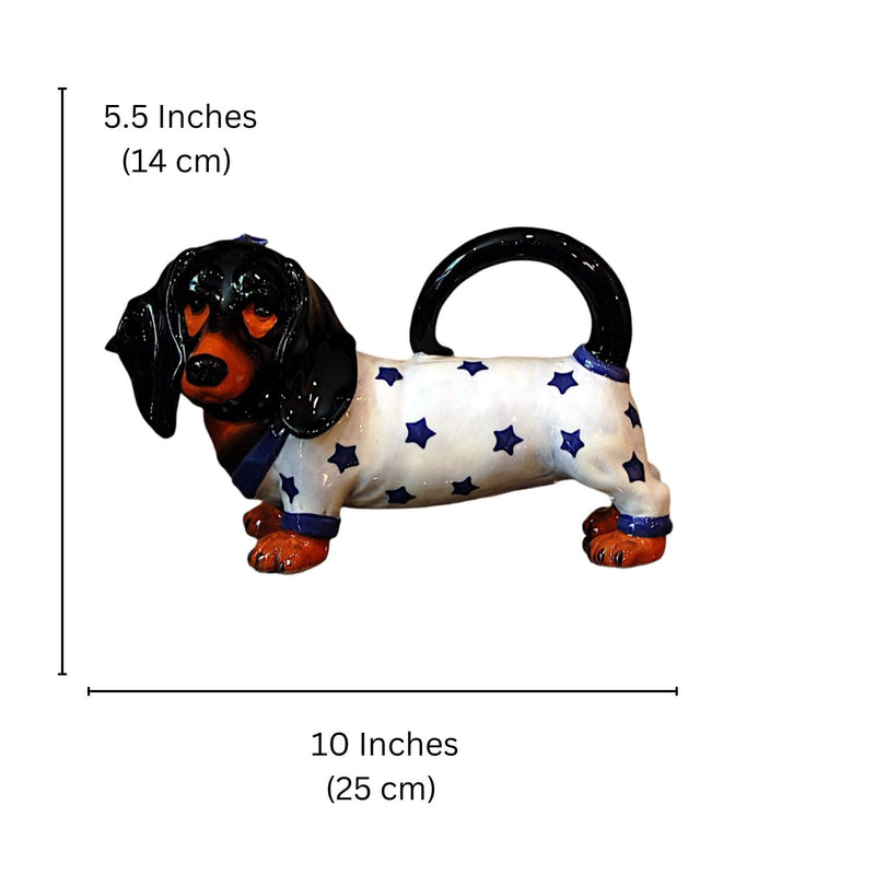 Load image into Gallery viewer, Willie Dachshund Dog Teapot Animal Ceramics Tea Pot Decor Blue Sky Corneille
