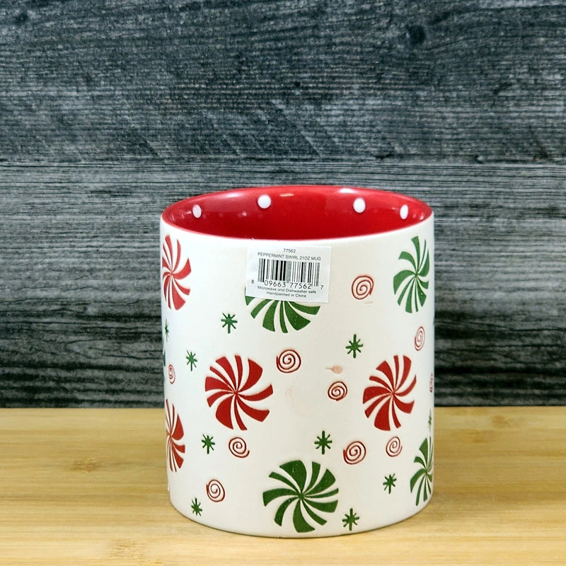 Load image into Gallery viewer, Peppermint Candy Holiday Coffee Mug Christmas Ceramic Cup Red 21oz Blue Sky
