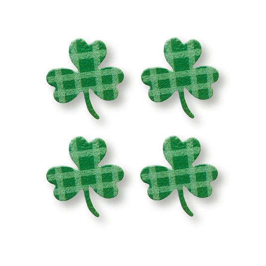 St. Patrick’s Day Magnets – Roeda Shamrock Gingham Green Metal Art Set of 4