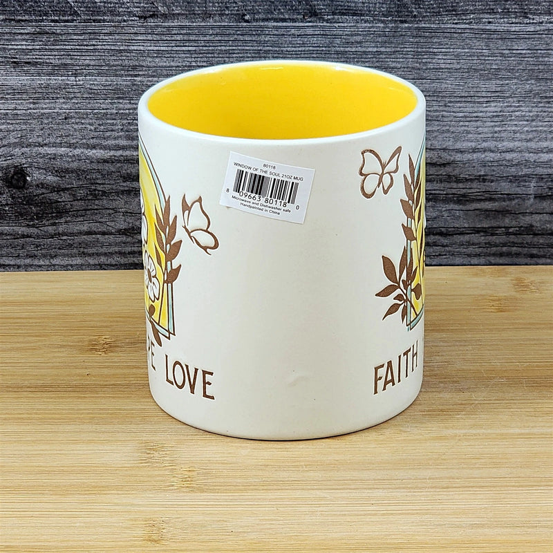 Load image into Gallery viewer, Religious Coffee Mug Faith Hope Love Tea Cup Ceramic Blue Sky 21oz Yellow Floral
