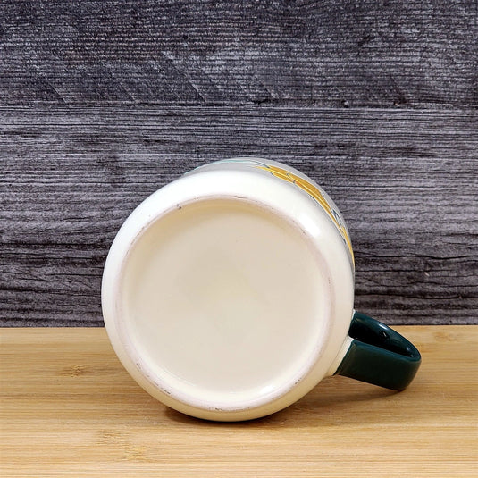 Daffodil Coffee Mug Ceramic Yellow White Floral Embossed 18 oz Tea Cup Blue Sky