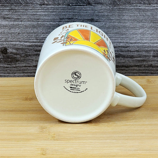 Religious Coffee Mug Be The Light Tea Cup Ceramic Blue Sky 21oz Floral Butterfly