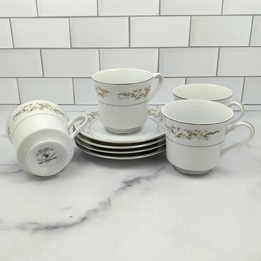 International Springtime Set of 4 Saucer & Cups Tableware for Tea or Coffee Mug