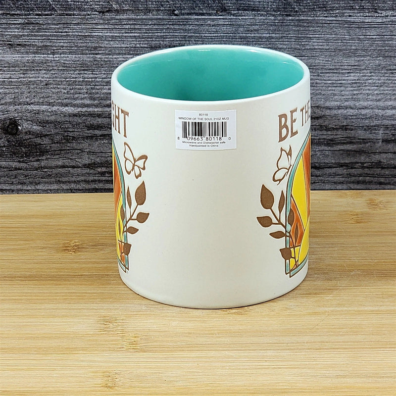 Load image into Gallery viewer, Religious Coffee Mug Be The Light Tea Cup Ceramic Blue Sky 21oz Floral Butterfly
