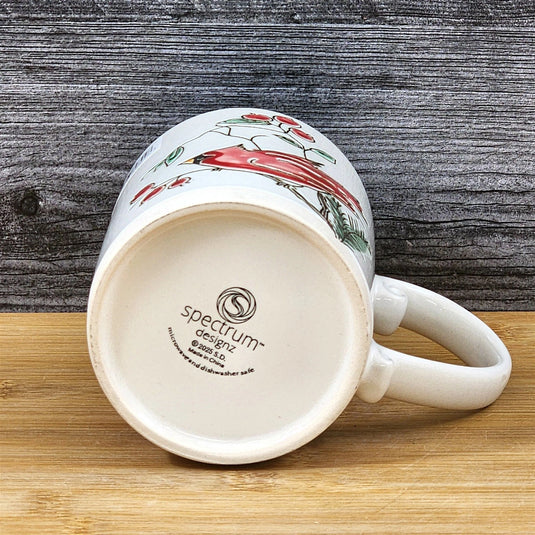 Cardinal Winter Berry Coffee Mug Ceramic Holiday Christmas Red Cup Blue Sky 16oz