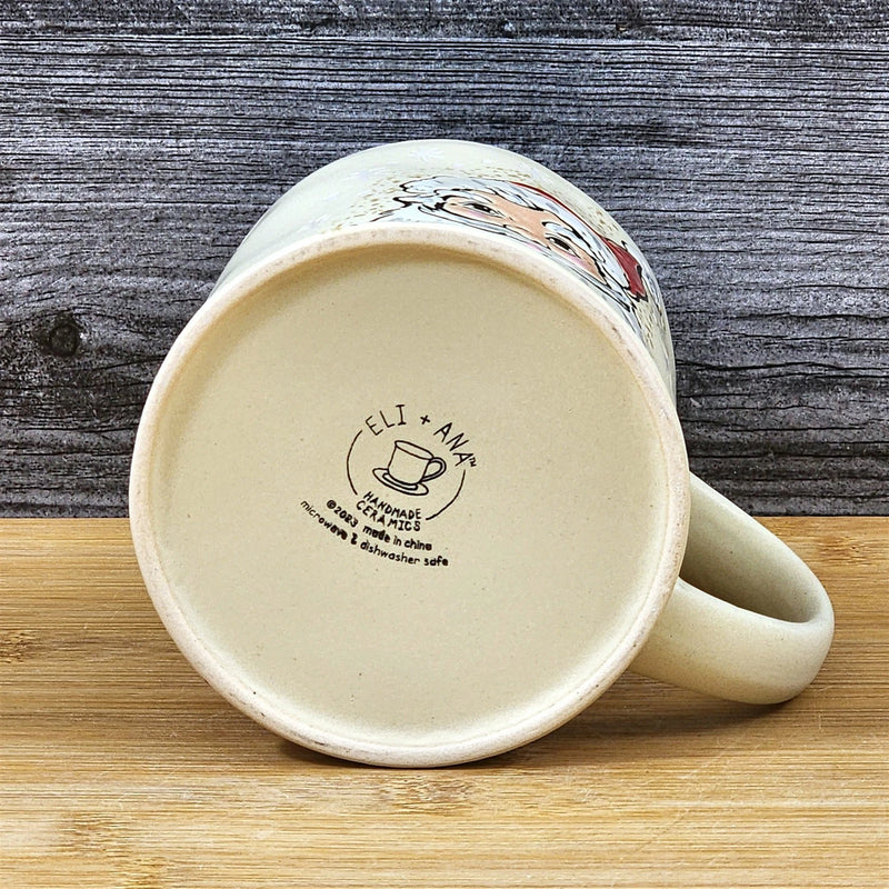 Load image into Gallery viewer, Holiday Santa Coffee Mug Embossed Christmas Cup Ceramic Red by Blue Sky 18oz
