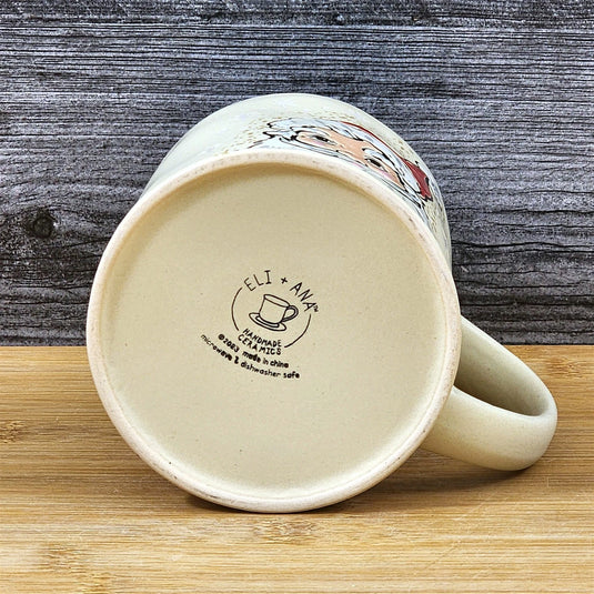 Holiday Santa Coffee Mug Embossed Christmas Cup Ceramic Red by Blue Sky 18oz