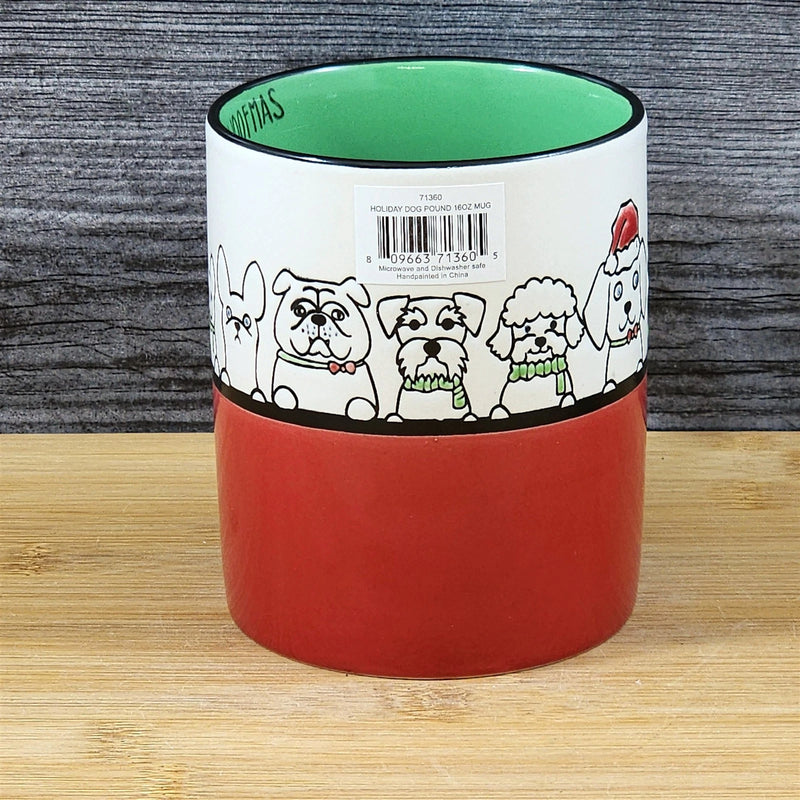 Load image into Gallery viewer, Dogs in Santa Hats Ceramic Mug Christmas Tea Cup Blue Sky Ceramic Embossed 16oz
