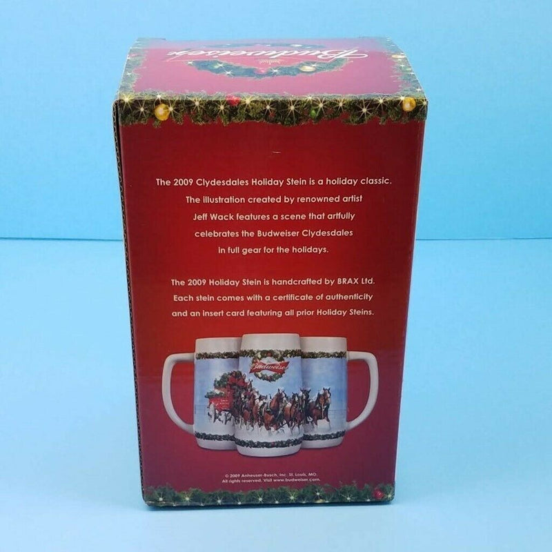 Load image into Gallery viewer, 2009 Christmas Budweiser Stein Mug Gift Box and COA A Holiday Tradition CS699
