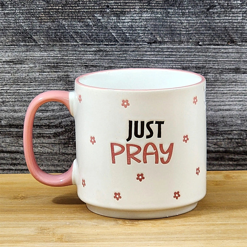 Load image into Gallery viewer, Religious Coffee Mug Just Pray Inspiration Saying Tea Cup Ceramic Blue Sky 18oz
