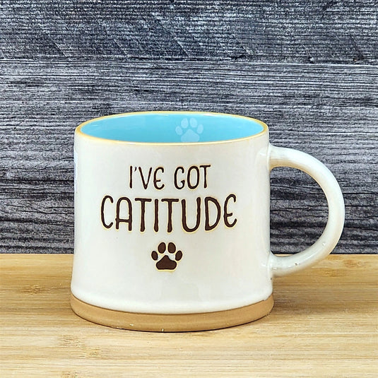 Cat Attitude Coffee Mug Tea Cup Ceramic Embossed by Blue Sky 21oz